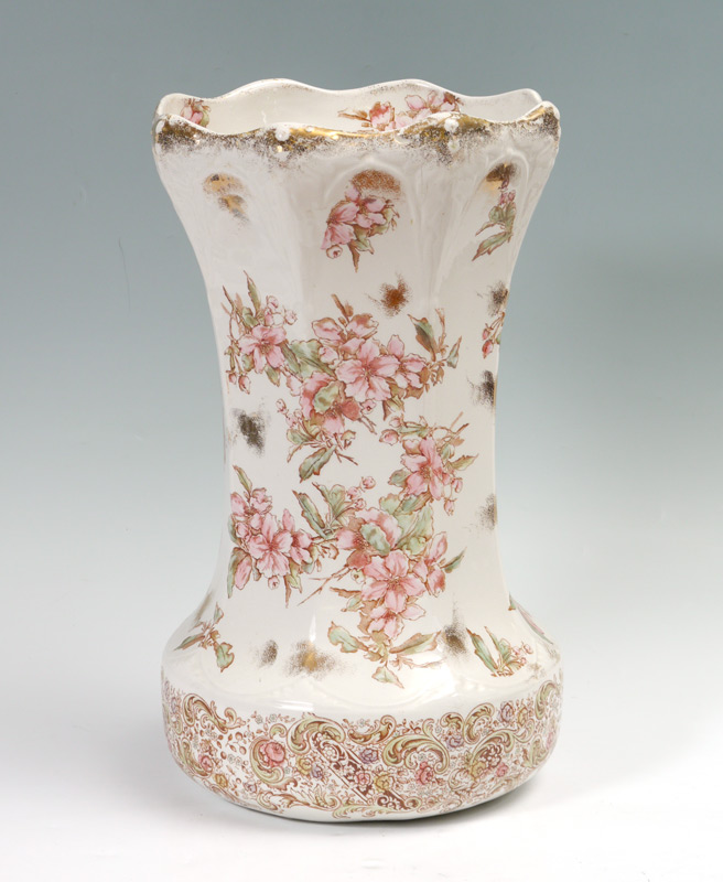 Appraisal: MADDOCK'S WORKS PORCELAIN UMBRELLA STAND Floral transfer decoration with gilt