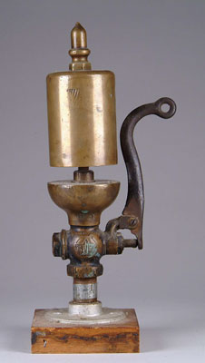 Appraisal: BRASS STEAM WHISTLE Acorn finial and marked POWELL SIZE h