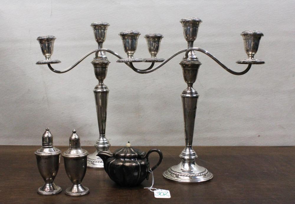 Appraisal: FIVE ASSORTED SILVER HOLLOWWARE ITEMS comprised of the pair of