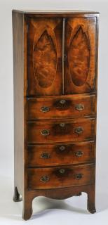 Appraisal: Early th c bowfront cabinet h Burlwood bowfront cabinet early