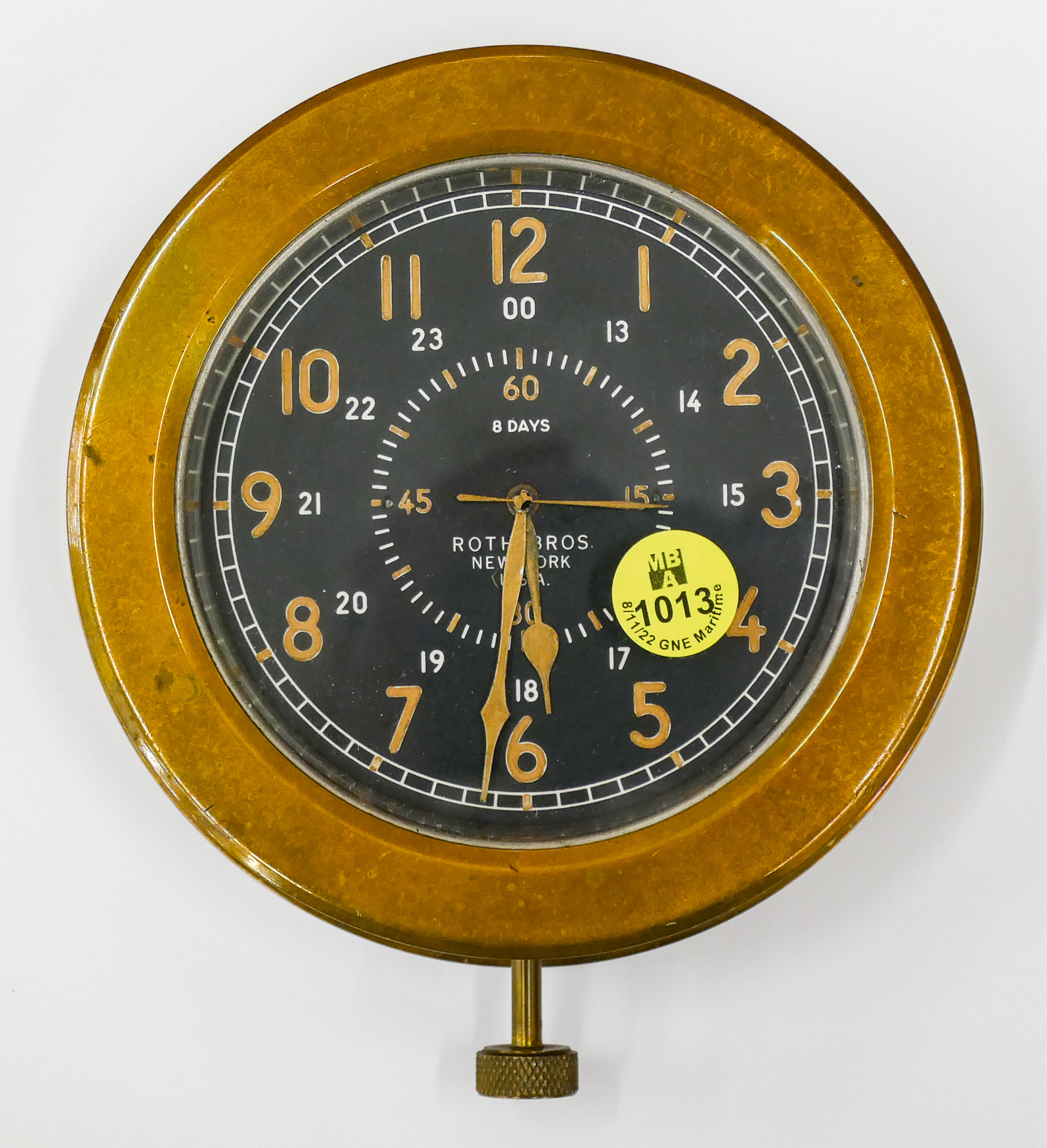 Appraisal: Vintage Roth Bros Brass Ship Clock - Measures ''