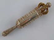 Appraisal: A filigree parcel gilt silver scroll holder Length cm