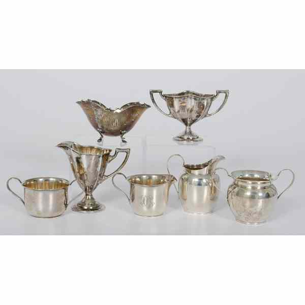 Appraisal: Sterling Sugar and Creamers Plus American An assembled group of