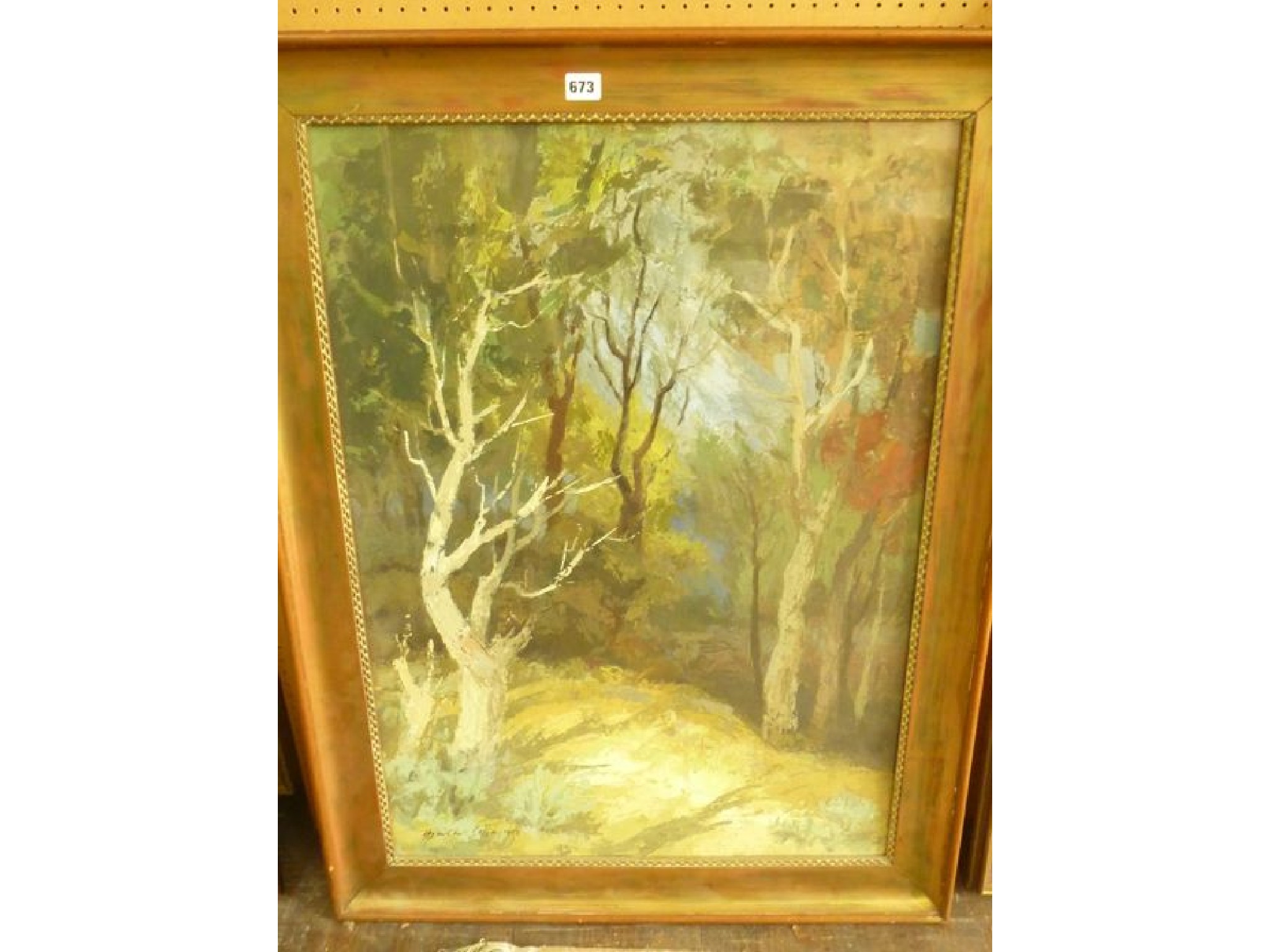 Appraisal: An oil painting on linen of a woodland scene signed