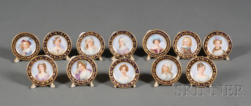 Appraisal: Set of Twelve Dresden Porcelain Place Card Holders Germany early