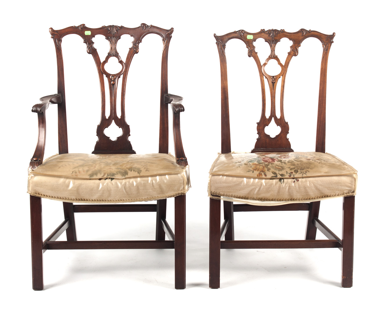 Appraisal: Six Chippendale style mahogany dining chairs th century comprising two