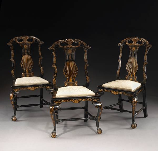 Appraisal: A set of eight George III style parcel gilt and