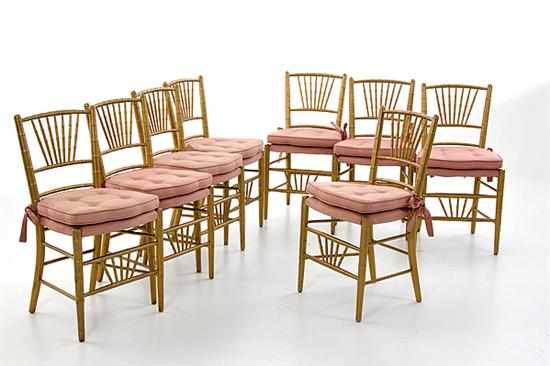 Appraisal: Set of eight painted Sheraton fancy chairs early th century