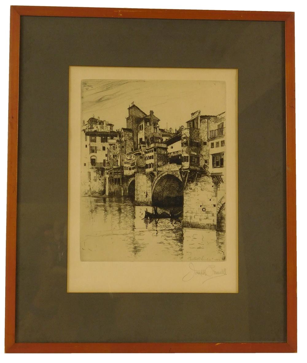 Appraisal: Joseph Pennell American - Ponte Vecchio etching framed ed Wuerth