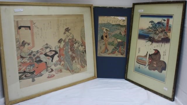 Appraisal: LOT OF THREE JAPANESE TH AND TH CENTURYWOODBLOCK PRINTS TO