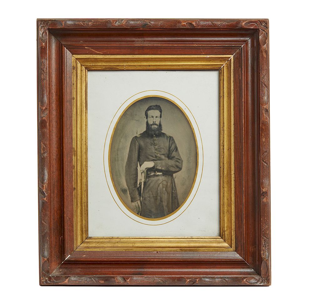 Appraisal: Framed Albumen Photograph of Civil War Officer with Sword A