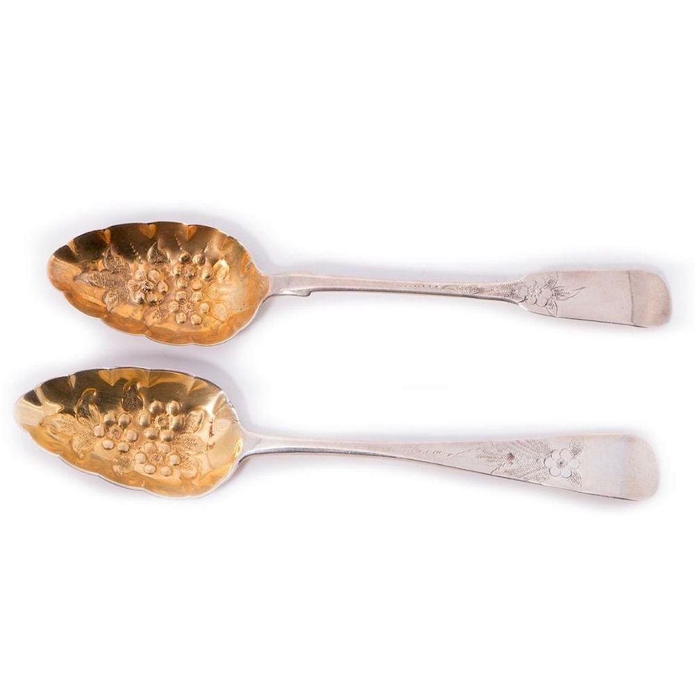 Appraisal: Pair of Edinburgh Silver Berry Spoons Pair of Silver Berry