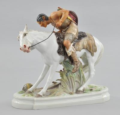 Appraisal: Meissen Group of Hun on horseback by Erich H sel