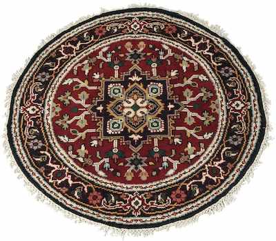 Appraisal: A Persian Heriz Round Rug Apprx '- x '- Low