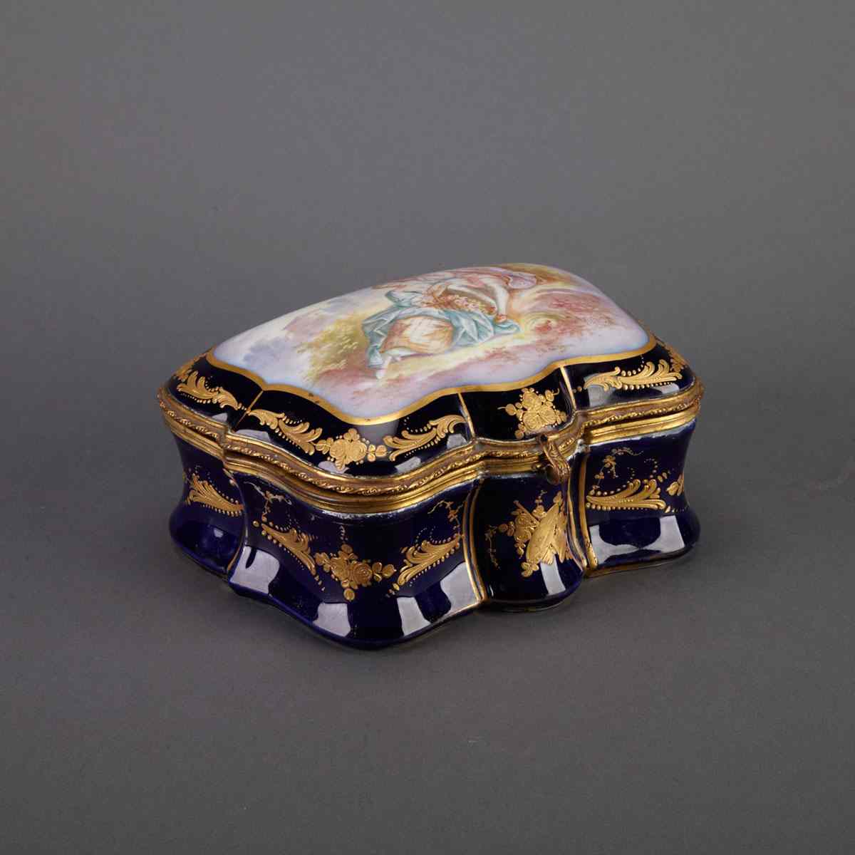 Appraisal: Sevres Gilt Brass Mounted Billet-Doux Casket c Length cm Length