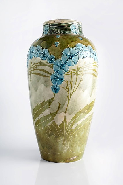 Appraisal: MintonSecessionist vaseelongated sinuous Art Nouveau floral designsstamped ' ' cm