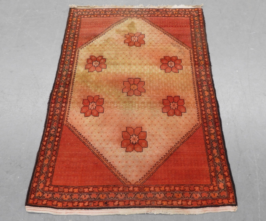 Appraisal: MIDDLE EASTERN BOTANICAL RUG Middle East Circa Red and tan