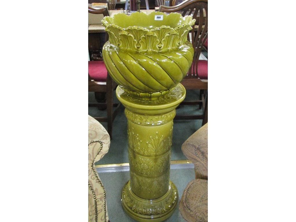 Appraisal: Leeds pottery glazed jardinere on stand