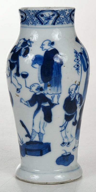 Appraisal: Chinese Blue and White Decorated Vase Qing dynasty baluster form