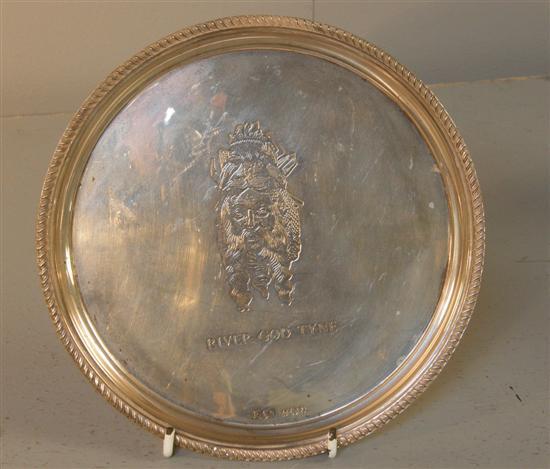 Appraisal: Modern silver circular waiter with central engraving 'River God Tyne'