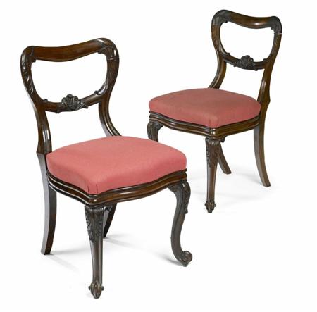 Appraisal: A set of ten Victorian rosewood dining chairs the moulded