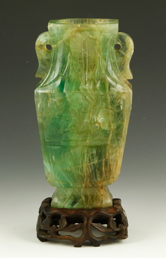 Appraisal: - Chinese Jade Quartz Urn Chinese Jade quartz urn on