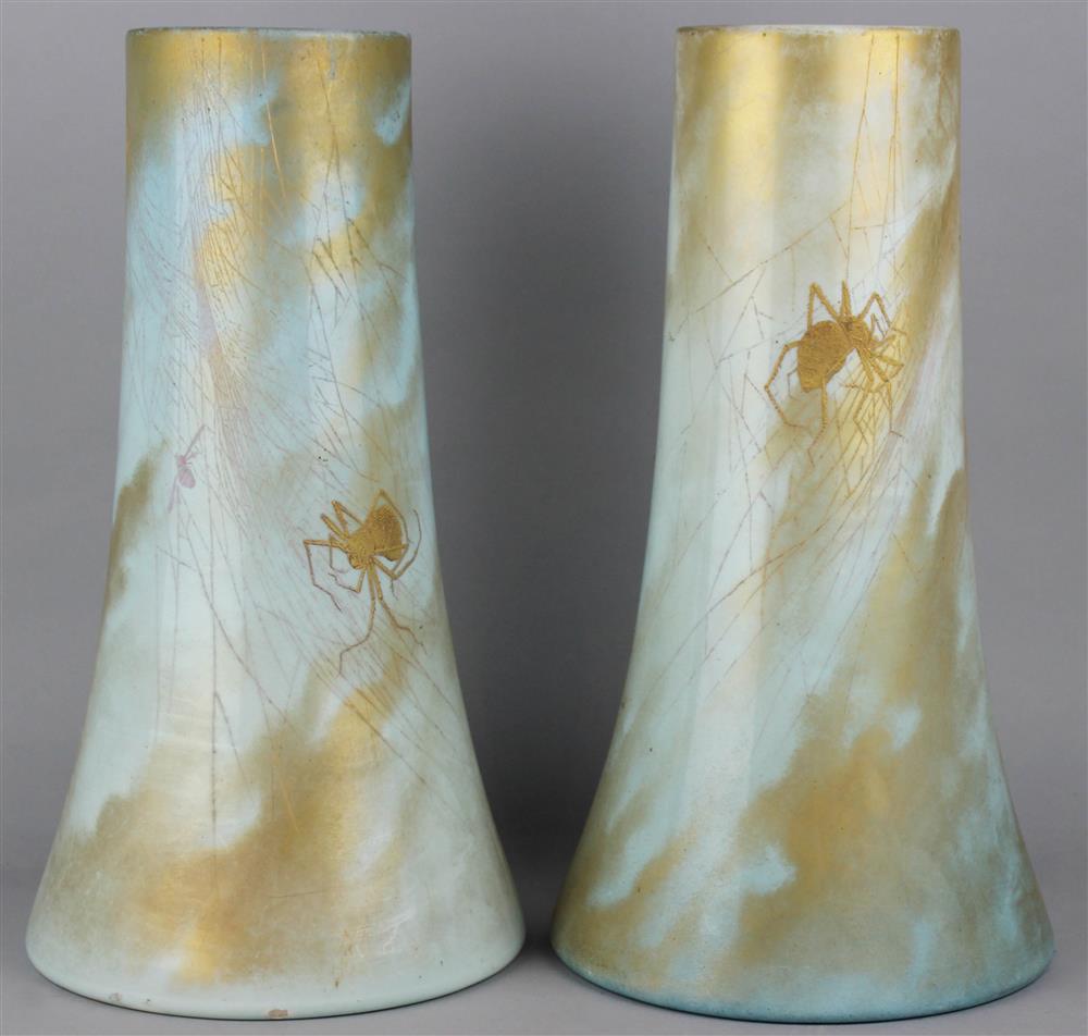 Appraisal: PAIR OF CLEMENT-MASSIER PALE BLUE GROUND VASES impressed marks Clement