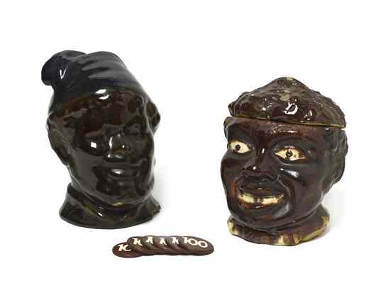 Appraisal: Two Stoneware Busts one in the form of a bank