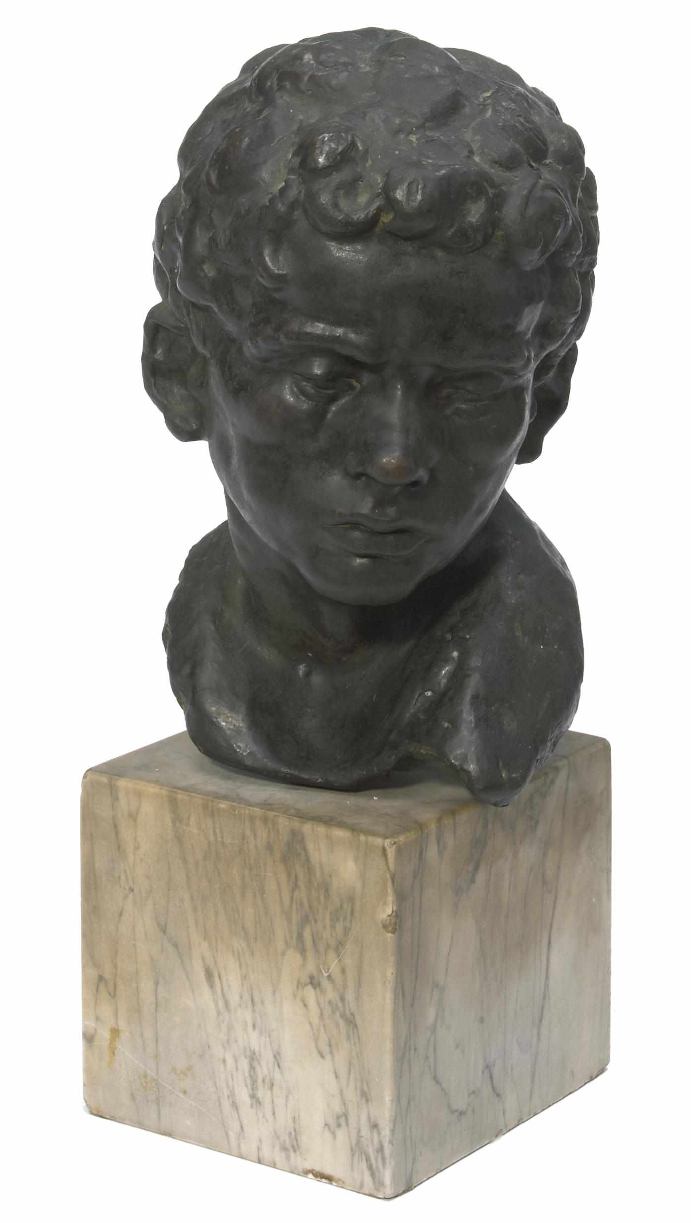 Appraisal: An Italian bronze bust of a youth on marble plinth