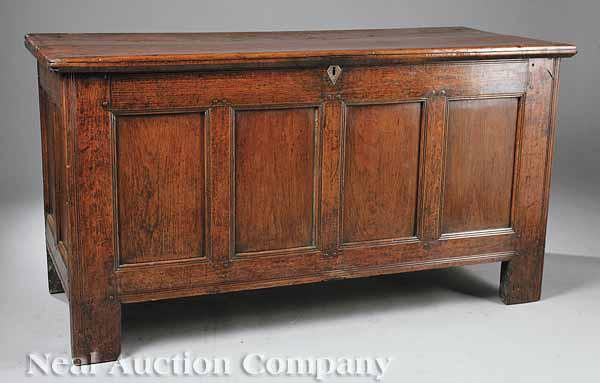 Appraisal: A William and Mary Walnut Blanket Chest th c the