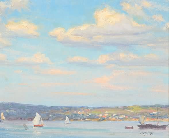 Appraisal: Gloucester Harbor oil on masonite x SLR G W Sotter