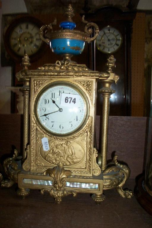 Appraisal: A th century French mantle clock with painted case enamel