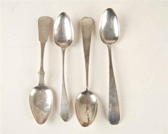 Appraisal: Four Coin Silver Serving Spoons two by William Hamlin of