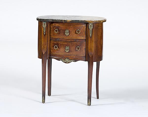 Appraisal: LOUIS XV-STYLE TABLE DE CHEVET Continental French mahogany kidney-form table