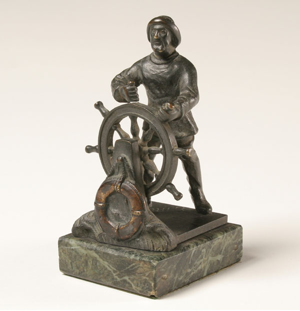 Appraisal: Red Star Line bronze figure of a helmsman at the