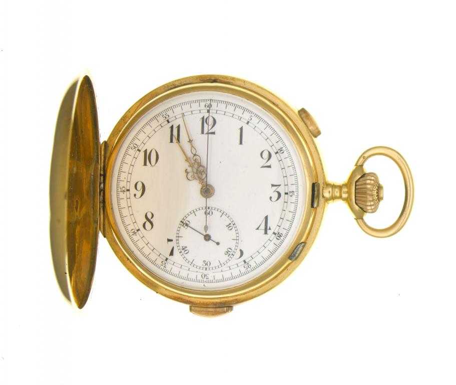 Appraisal: AN CT GOLD QUARTER REPEATING HUNTING CASED KEYLESS LEVER CHRONOGRAPH