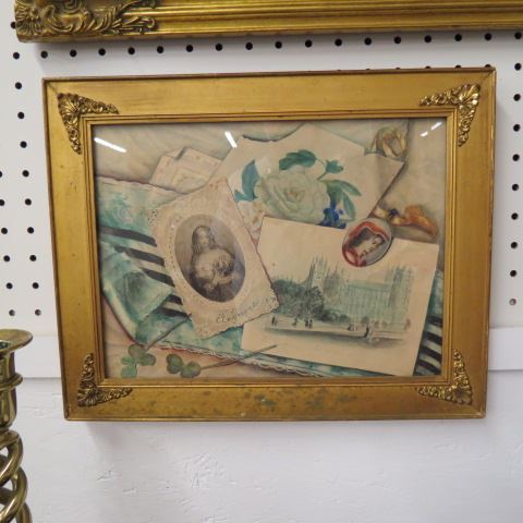 Appraisal: English th Cenutry Watercolor tromp l'oeil style with portraits cards