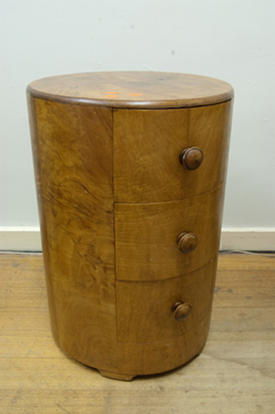 Appraisal: ROUND DECO THREE DRAWER CHEST