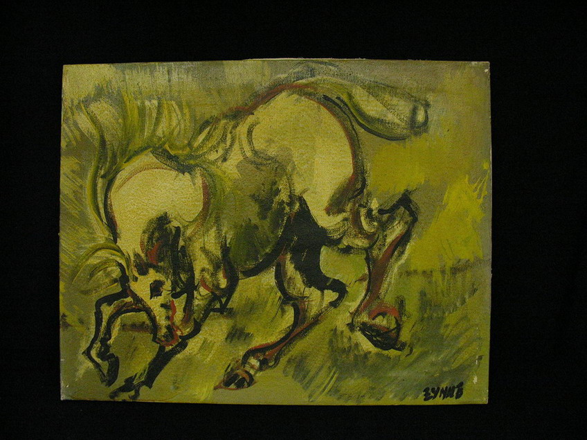 Appraisal: OIL ON CANVAS WILD HORSE Artist Lynne Untitled Signed Lower