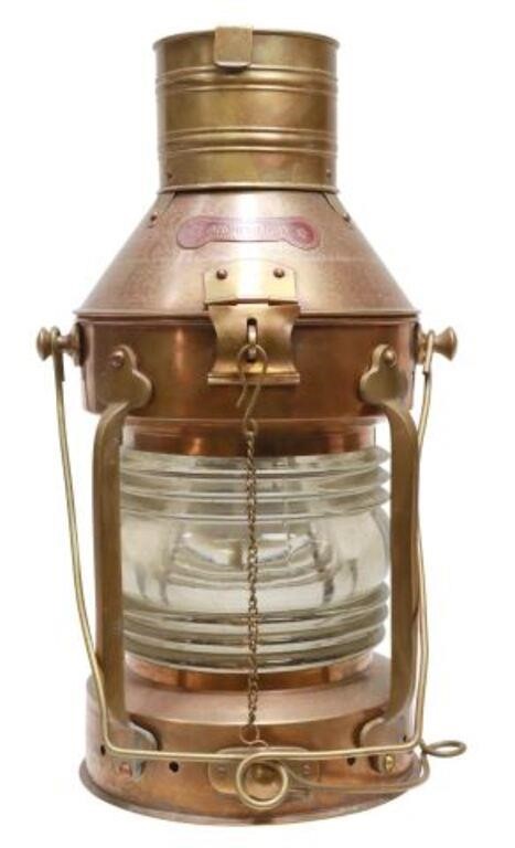 Appraisal: French copper and brass ship's kerosene lantern Anchorlight Ouvrard-Villars Perez