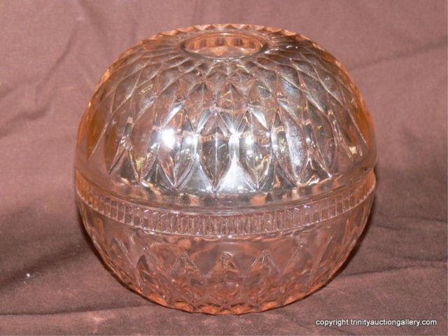 Appraisal: Pink Pressed Glass Potpourri Candle Bowl - two piece for