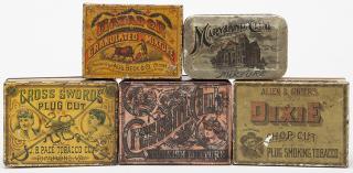 Appraisal: Five Tobacco Tins Five Tobacco Tins Including Dixie Chop Cut