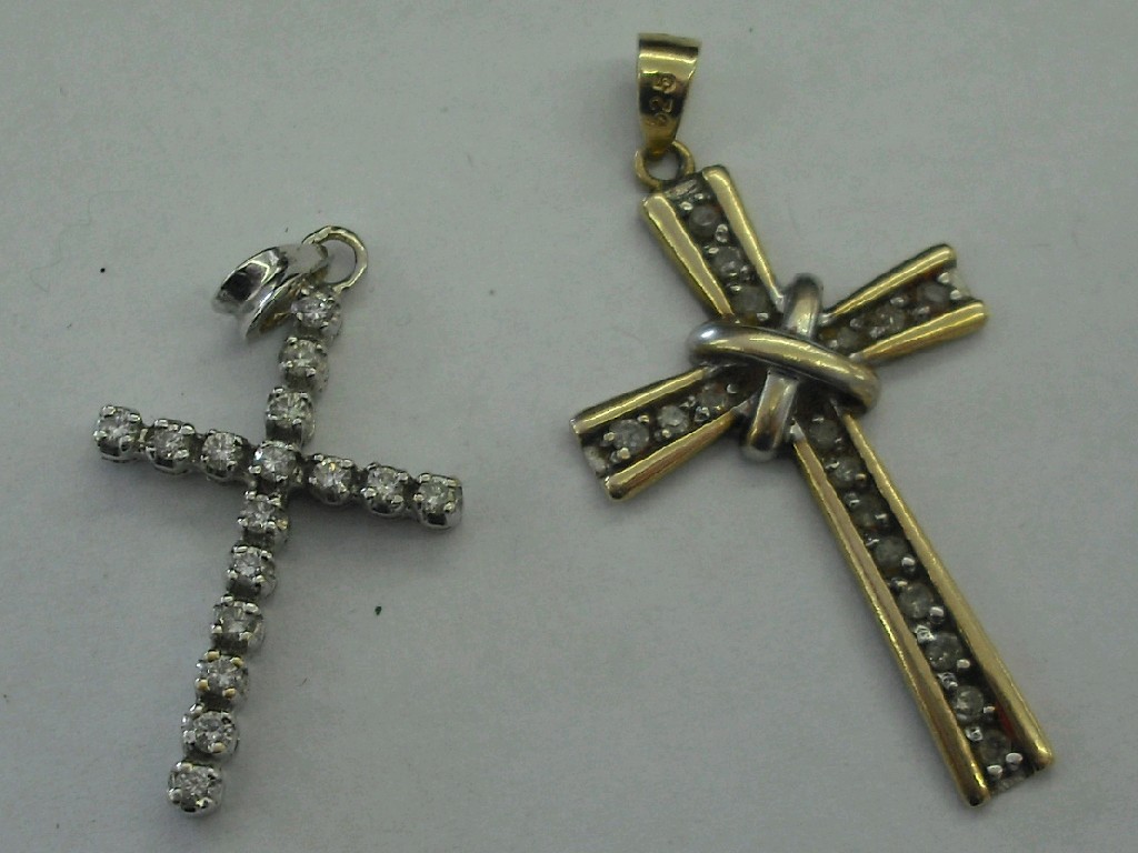 Appraisal: ct white gold diamond cross pendant and another similar k