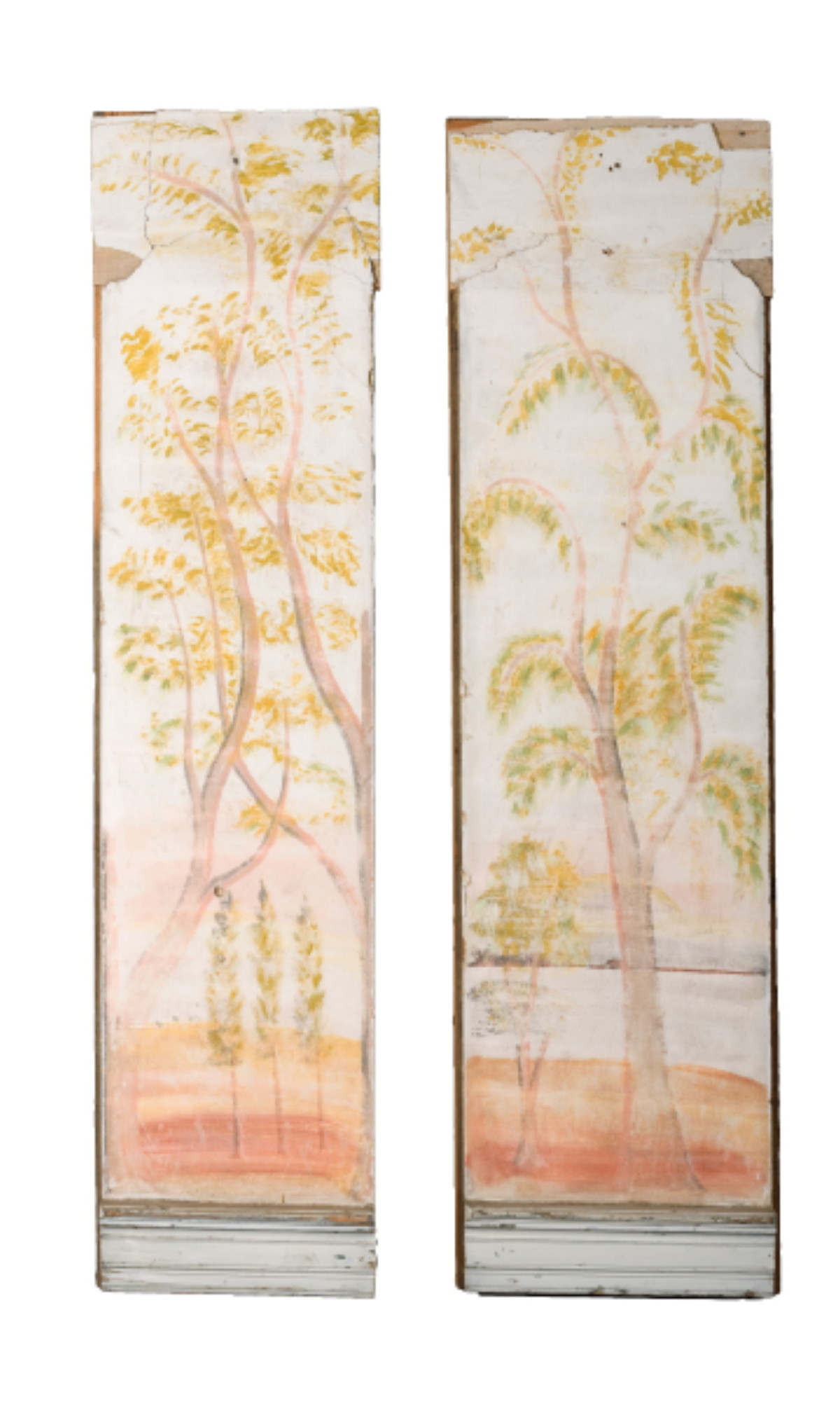 Appraisal: PAIR OF NEW ENGLAND ARCHITECTURAL FRESCO PAINTINGS ATTRIBUTED TO JONATHAN