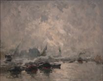 Appraisal: Victor Benoir Oil on Canvas Harbor View Oil on canvas