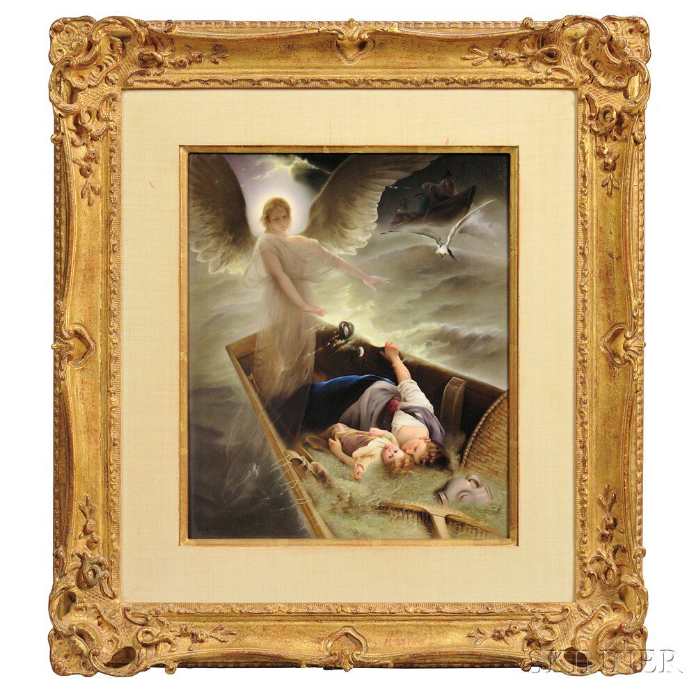 Appraisal: KPM Porcelain Plaque of a Guardian Angel th early th