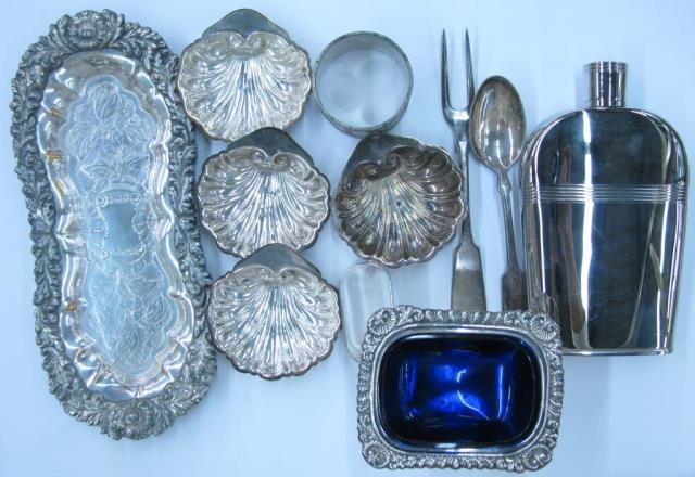 Appraisal: Group of vintage silver plate including two master salts with