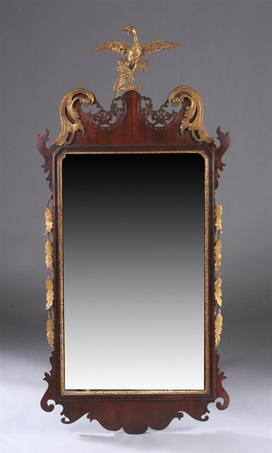 Appraisal: IMPORTANT CHIPPENDALE PARCEL-GILT MAHOGANY LOOKING GLASS MASSACHUSETTS circa - Carved