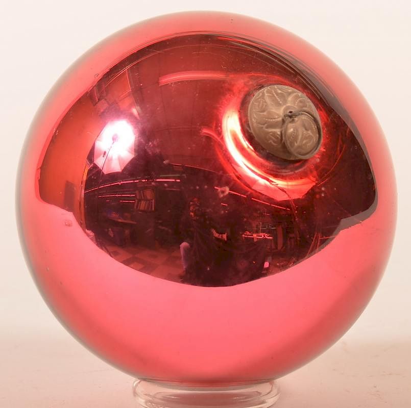 Appraisal: Ruby Red Blown Glass Ball Form German Kugel Antique Ruby