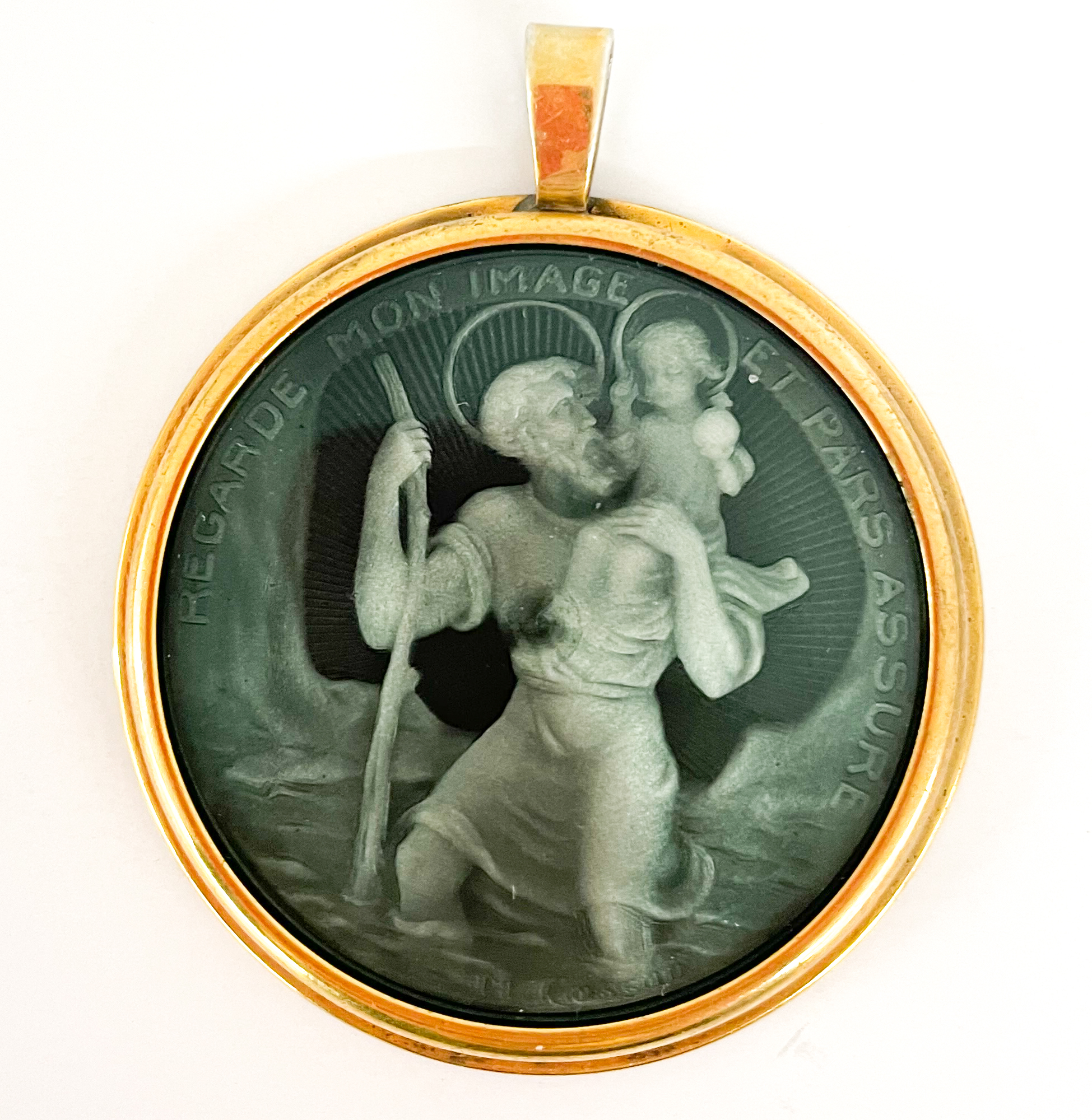 Appraisal: Marius Cosson Guilloche Enameled 'St Christopher' Pendant Plaque depicting the